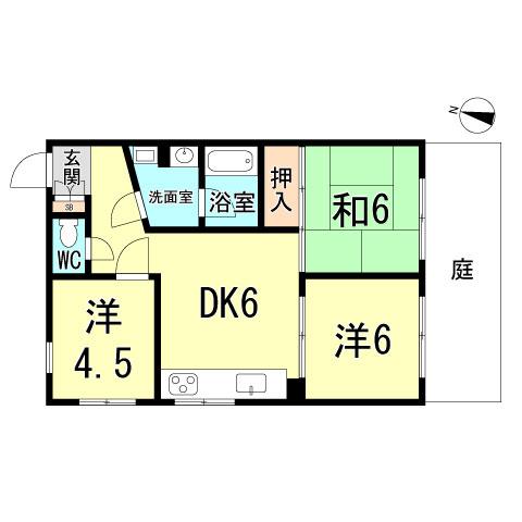 Floor plan. 3DK, Price 12.5 million yen, Occupied area 47.23 sq m , Balcony area 14 sq m