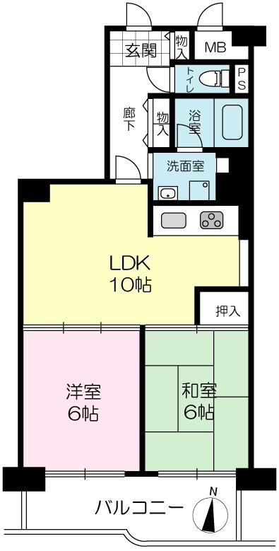 Floor plan. 2LDK, Price 10.8 million yen, Occupied area 53.83 sq m , Balcony area 7.06 sq m