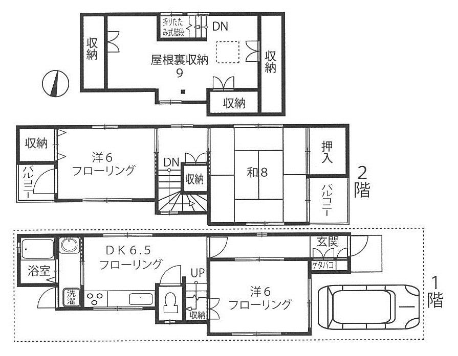 Floor plan. 20.8 million yen, 3DK + S (storeroom), Land area 63.45 sq m , Building area 64.41 sq m