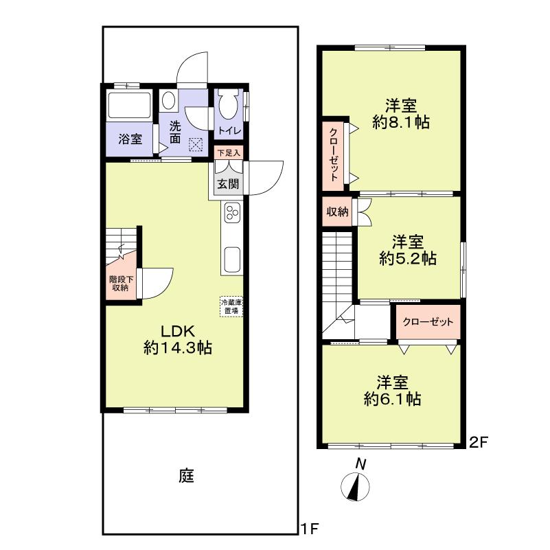Floor plan. 26,800,000 yen, 3LDK, Land area 68.99 sq m , Building area 61.8 sq m   ■ Floor plan
