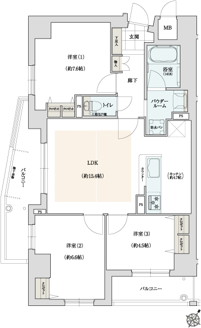 Floor: 3LDK, occupied area: 74.93 sq m, Price: 34.6 million yen