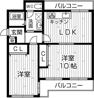 Floor plan. 2LDK, Price 10.8 million yen, Occupied area 49.48 sq m , Balcony area 12.5 sq m