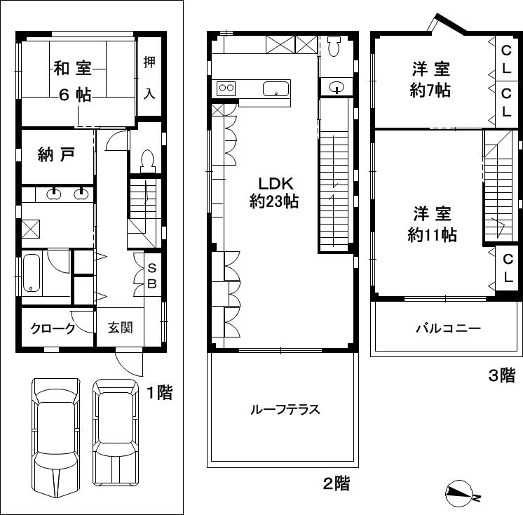 Floor plan. 45,800,000 yen, 3LDK + S (storeroom), Land area 107.83 sq m , Building area 131.59 sq m