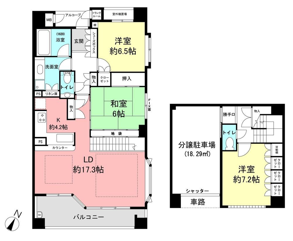Floor plan. 3LDK, Price 63,800,000 yen, Footprint 107.44 sq m , Balcony area 11.48 sq m