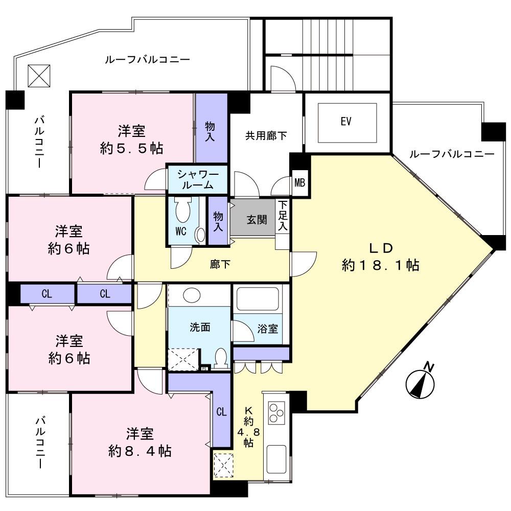 Floor plan. 4LDK, Price 56,800,000 yen, Footprint 113.19 sq m , Balcony area 10.98 sq m