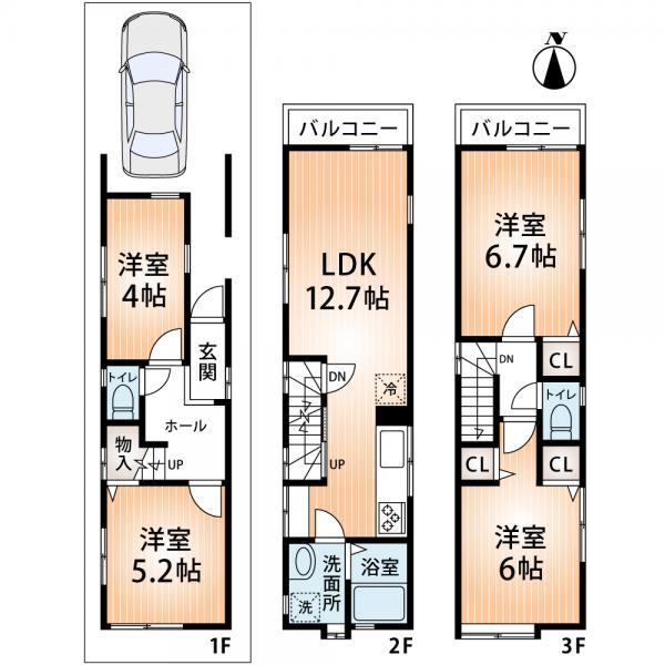 Floor plan. 25,800,000 yen, 4LDK, Land area 46.52 sq m , Building area 82.38 sq m