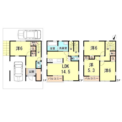 Floor plan. 30,800,000 yen, 4LDK, Land area 75.66 sq m , Building area 98.01 sq m