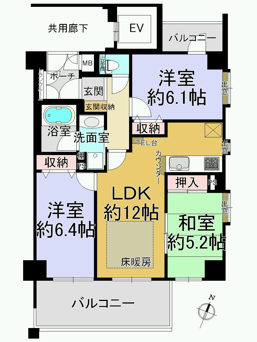 Floor plan. 3LDK, Price 21,800,000 yen, Occupied area 63.36 sq m , There is no dwelling unit on the balcony area 13.82 sq m downstairs.