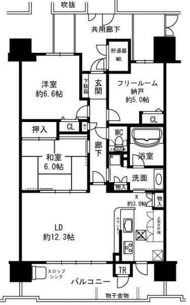 Floor plan. 3LDK, Price 24,900,000 yen, Occupied area 75.17 sq m , Balcony area 13.89 sq m
