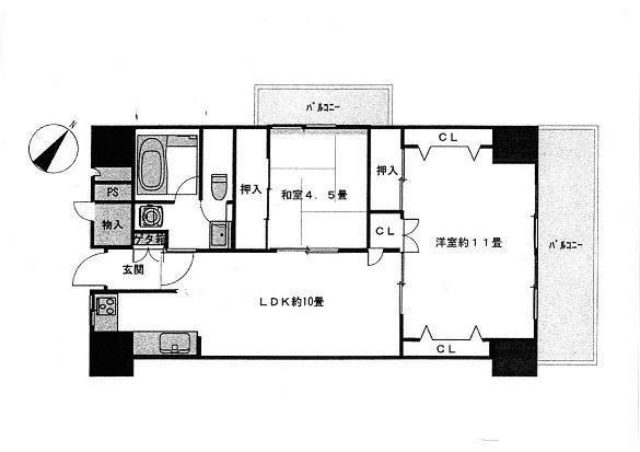 Floor plan. 2LDK, Price 14.9 million yen, Footprint 68.9 sq m , Balcony area 12.15 sq m