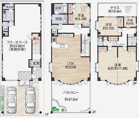 Floor plan. 49,800,000 yen, 5LDK, Land area 146.76 sq m , Building area 241.15 sq m