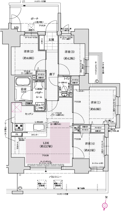 Floor: 4LDK, occupied area: 69.05 sq m, Price: 27.6 million yen