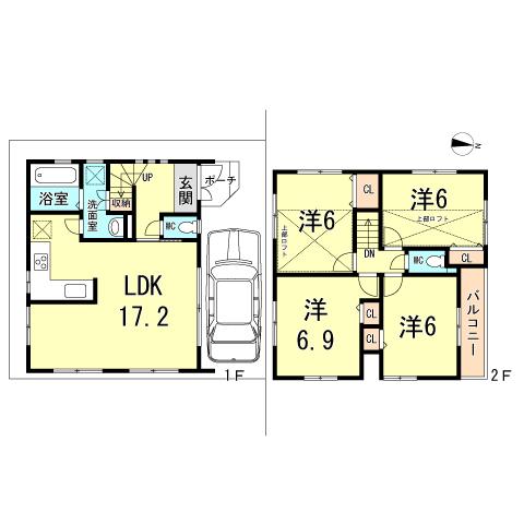 Floor plan. 29,800,000 yen, 4LDK, Land area 69.27 sq m , Building area 97.41 sq m