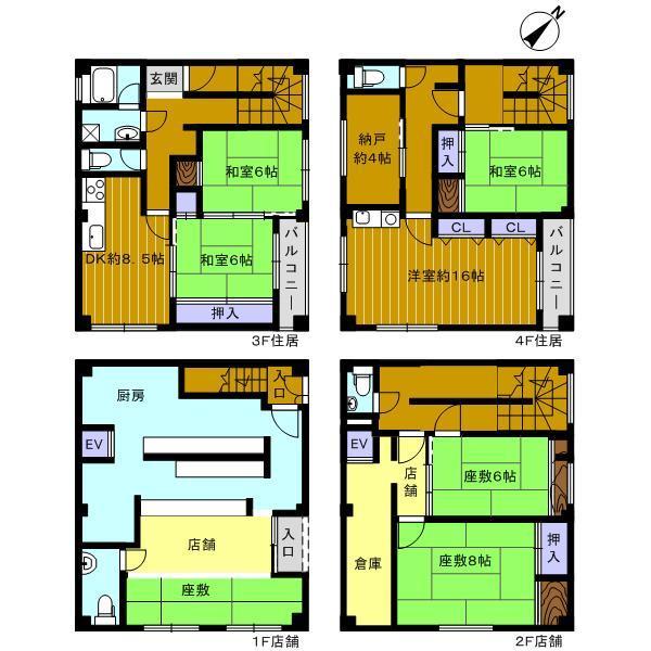Floor plan. 49,800,000 yen, 4DK, Land area 72.98 sq m , Building area 252.61 sq m