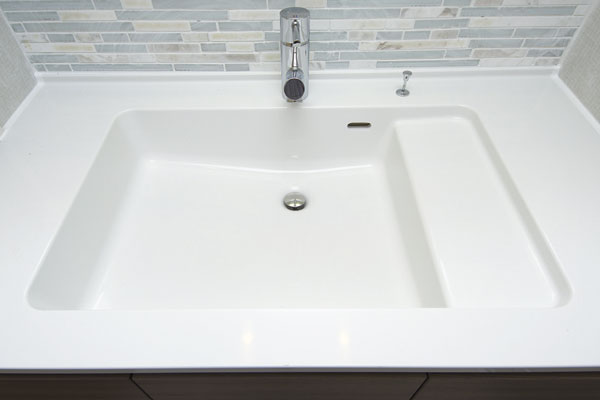 Bathing-wash room.  [Organic glass-based basin counter] Vanity top and the bowl portion of the material, Stain-resistant cleaning is also easy to organic glass-based new material (same specifications)
