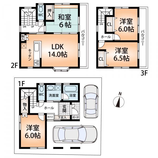 Floor plan. 33,800,000 yen, 4LDK, Land area 74.45 sq m , Building area 112.87 sq m