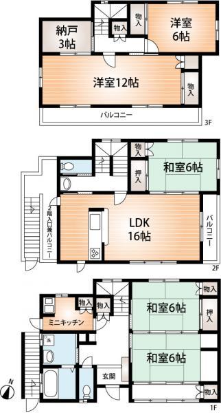 Floor plan. 35,800,000 yen, 5LDK+S, Land area 127.06 sq m , Building area 155.66 sq m floor plan drawings
