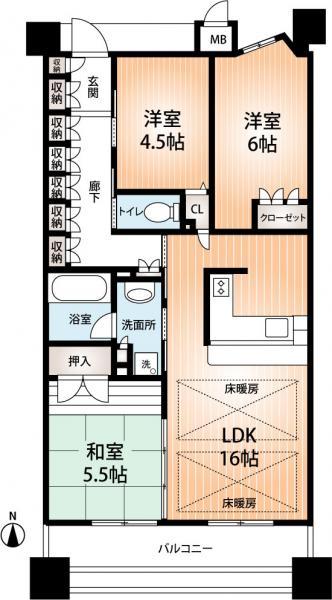 Floor plan. 3LDK, Price 21,800,000 yen, Occupied area 71.82 sq m