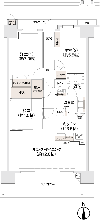 Floor: 3LDK, occupied area: 74.29 sq m, Price: 23.9 million yen