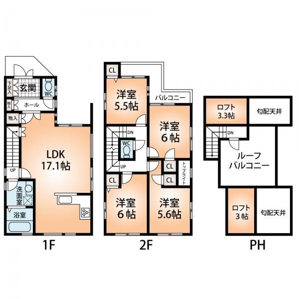 Floor plan. 32,500,000 yen, 4LDK, Land area 80.11 sq m , Building area 103.78 sq m