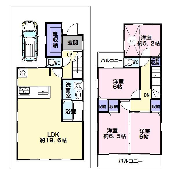 Floor plan. 33,800,000 yen, 4LDK, Land area 89.01 sq m , Building area 105.66 sq m Higashiyama mall near