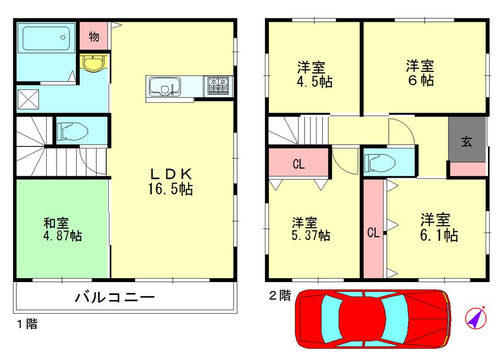 Floor plan. 42,800,000 yen, 4LDK, Land area 67.31 sq m , Building area 93.56 sq m