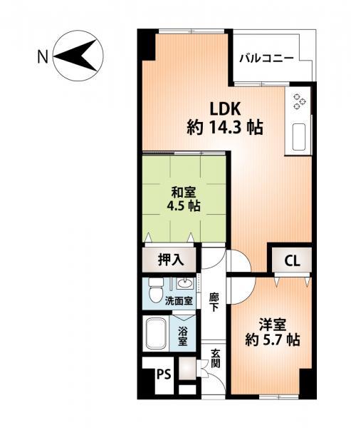 Floor plan. 2LDK, Price 6.3 million yen, Change the occupied area 53.71 sq m 3DK to 4LDK