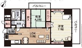 Floor plan. 2LDK, Price 14.9 million yen, Footprint 68.9 sq m , Balcony area 12.15 sq m