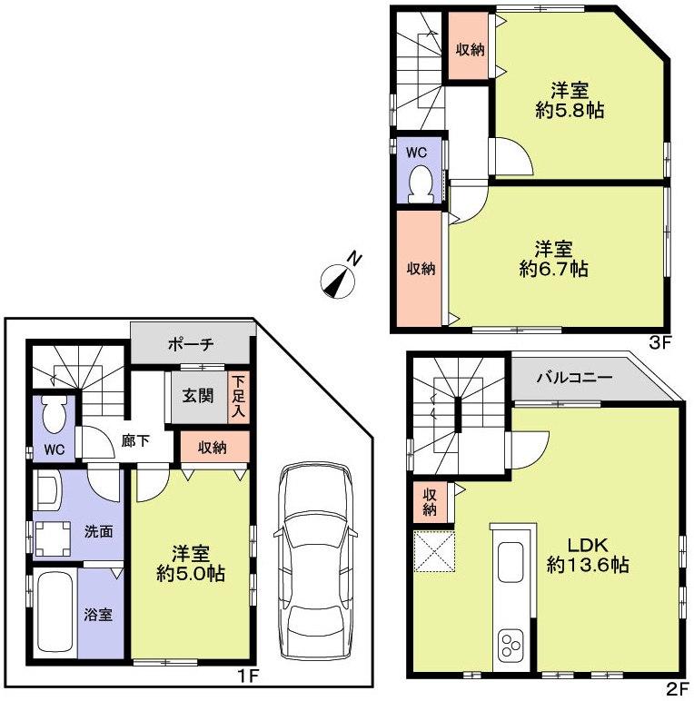 Floor plan. 29,800,000 yen, 3LDK, Land area 42.68 sq m , Building area 81.8 sq m