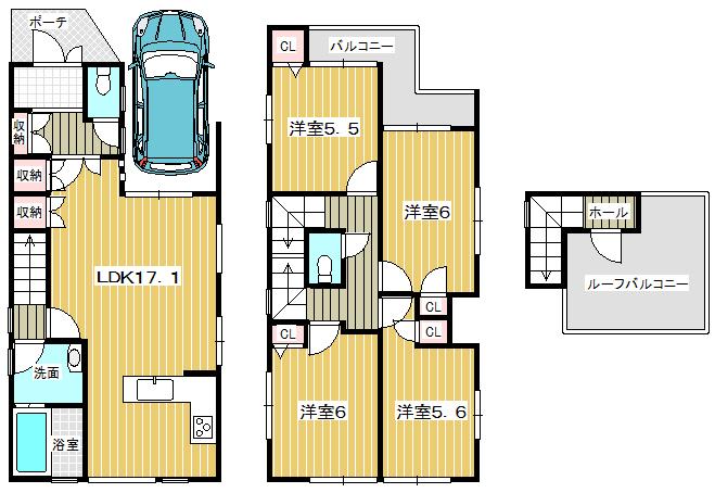 Floor plan. 32,500,000 yen, 4LDK, Land area 80.11 sq m , Building area 103.78 sq m