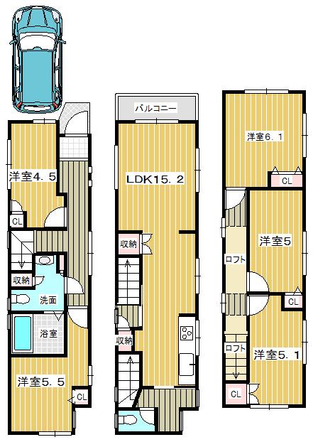 Floor plan. 26,800,000 yen, 5LDK, Land area 63.16 sq m , Building area 103.68 sq m