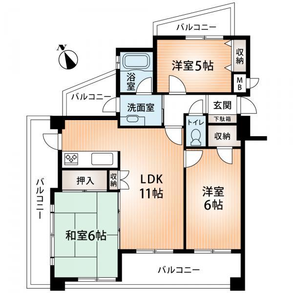 Floor plan. 3LDK, Price 13,900,000 yen, Occupied area 63.77 sq m , Balcony area 23.58 sq m 2013 September, It has been thoroughly reform!