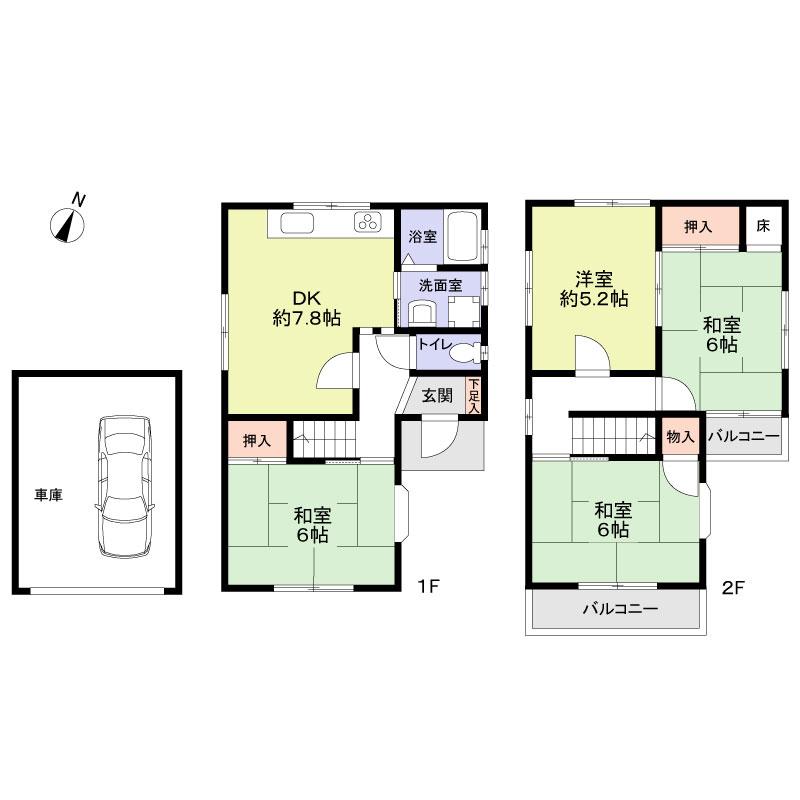 Floor plan. 12.8 million yen, 4DK, Land area 56.41 sq m , Building area 66.98 sq m