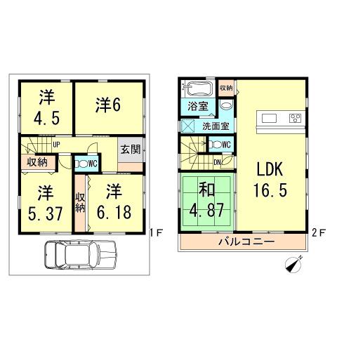 Floor plan. 42,800,000 yen, 4LDK, Land area 67.31 sq m , Building area 93.56 sq m