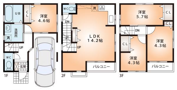 Floor plan. 27,800,000 yen, 4LDK, Land area 50.25 sq m , Building area 88.26 sq m floor plan