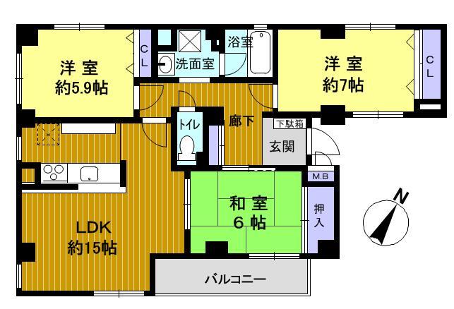 Floor plan. 3LDK, Price 19,800,000 yen, Occupied area 81.43 sq m , Balcony area 4.8 sq m