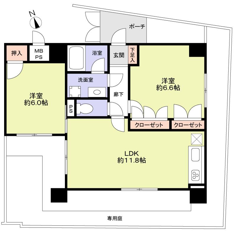 Floor plan. 2LDK, Price 12.3 million yen, Occupied area 54.78 sq m