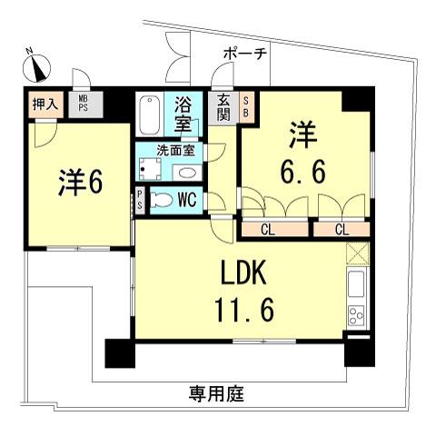 Floor plan. 2LDK, Price 12.3 million yen, Occupied area 54.78 sq m , Balcony area 31.18 sq m