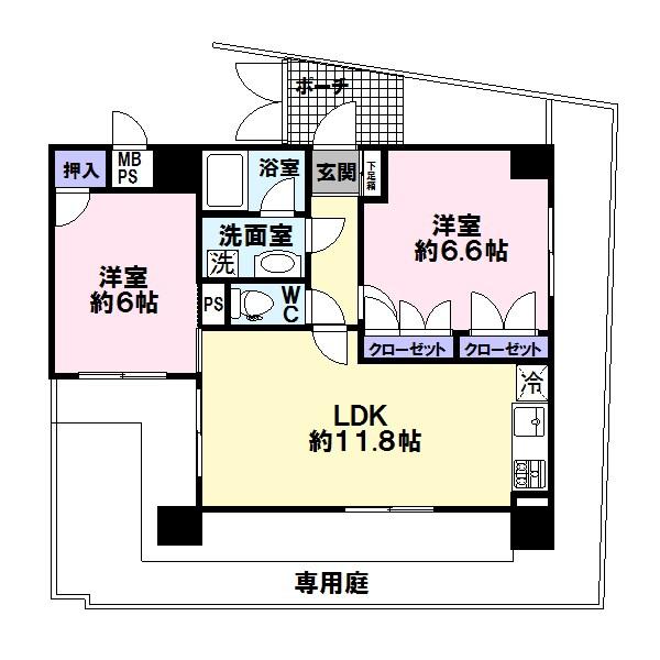 Floor plan. 2LDK, Price 12.3 million yen, Occupied area 54.78 sq m square room, Interior completely renovated already