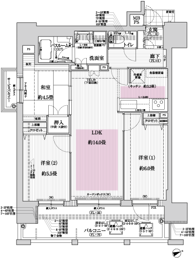 Floor: 3LDK, occupied area: 66 sq m, Price: 26,800,000 yen ~ 32,200,000 yen