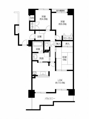 Floor plan. 3LDK, Price 18,800,000 yen, Occupied area 76.55 sq m , Balcony area 12 sq m