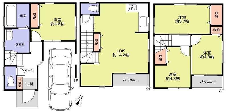 Floor plan. 27,800,000 yen, 4LDK, Land area 50.25 sq m , Building area 88.26 sq m