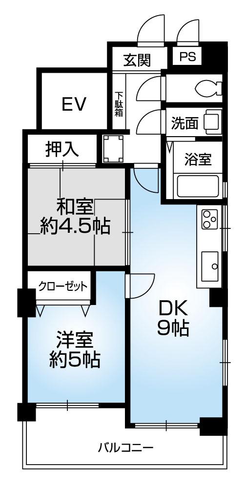 Floor plan. 2DK, Price 9.8 million yen, Occupied area 42.73 sq m , Balcony area 7.68 sq m Mato (2LDK). 2013 October renovation completed. Hito at the southwest angle room ・ Ventilation good. Life convenient flat land. 3Way access.