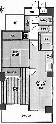 Floor plan. 2DK, Price 9.8 million yen, Occupied area 42.73 sq m , Balcony area 7.68 sq m