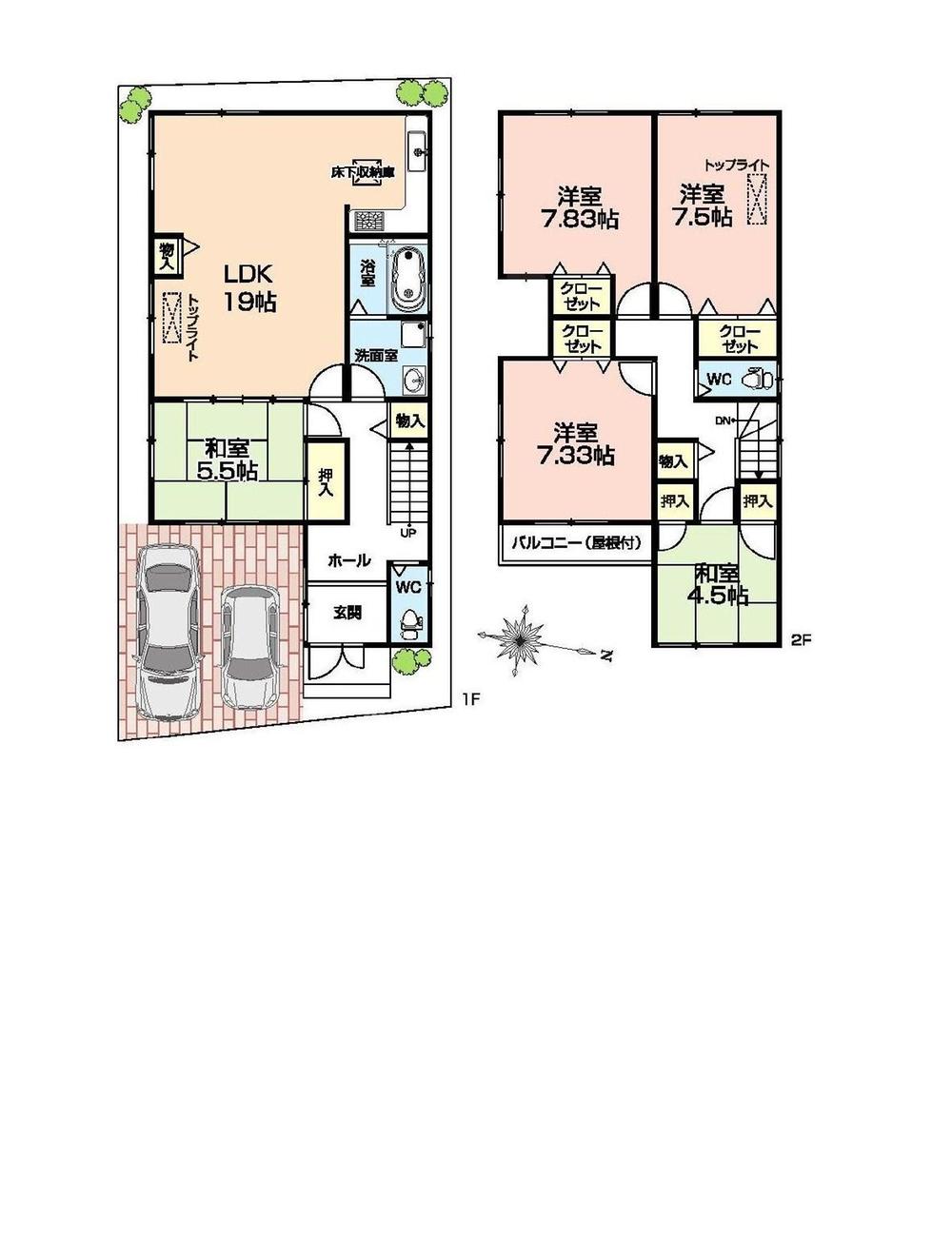 Floor plan. (No. 3 locations), Price 33,200,000 yen, 5LDK, Land area 102.66 sq m , Building area 120.69 sq m