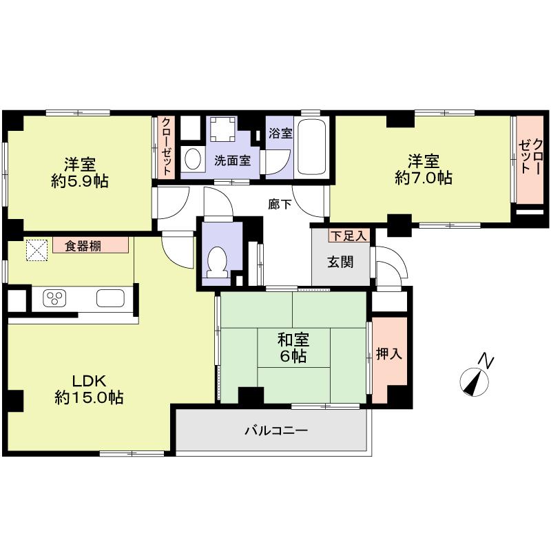 Floor plan. 3LDK, Price 19,800,000 yen, Occupied area 81.43 sq m , Balcony area 4.8 sq m