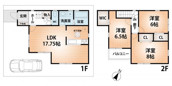 Floor plan. 23.8 million yen, 3LDK, Land area 92.41 sq m , Building area 88.28 sq m
