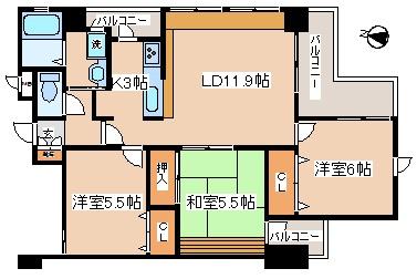 Floor plan. 3LDK, Price 17.8 million yen, Occupied area 61.54 sq m , Balcony area 10 sq m