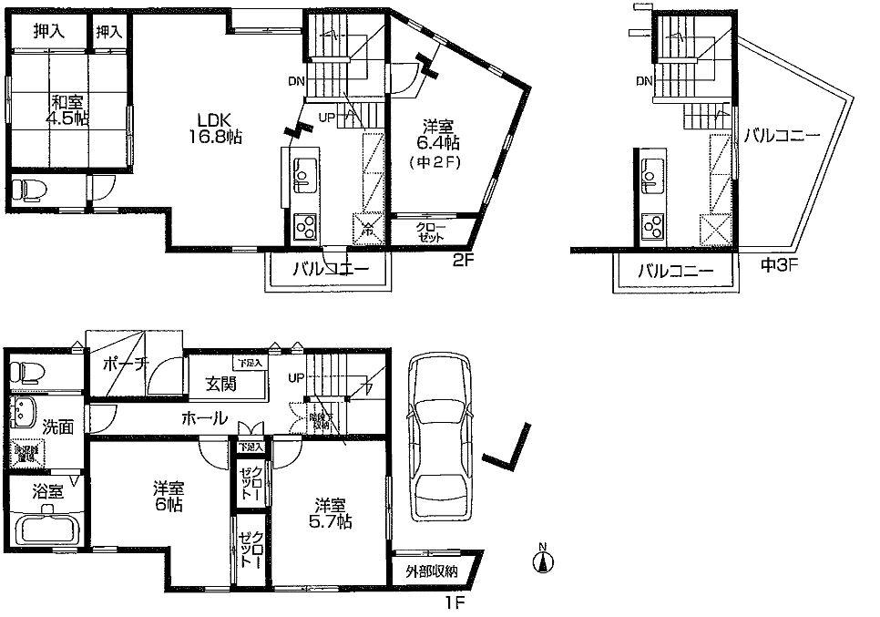 Floor plan. 31,800,000 yen, 4LDK, Land area 81.46 sq m , Has adopted a building area 108.45 sq m rare mezzanine floor plan. 