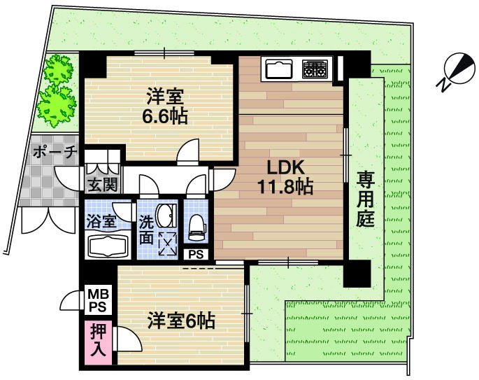Floor plan. 2LDK, Price 11.8 million yen, Occupied area 54.78 sq m